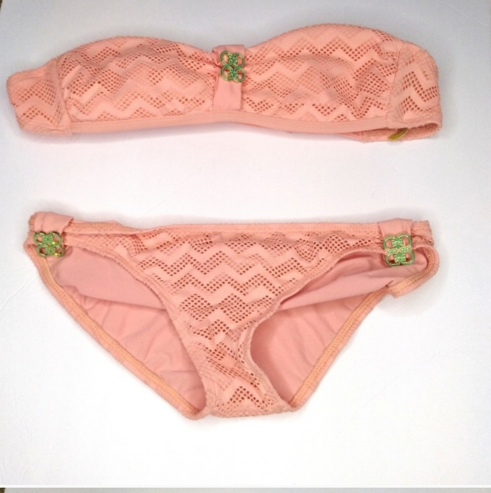 Giani Bini Peach Mesh 2 Piece Bikini Swimsuit.
